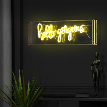Hello Gorgerous 20" Contemporary Glam Acrylic Box USB Operated LED Neon Light - JONATHAN Y